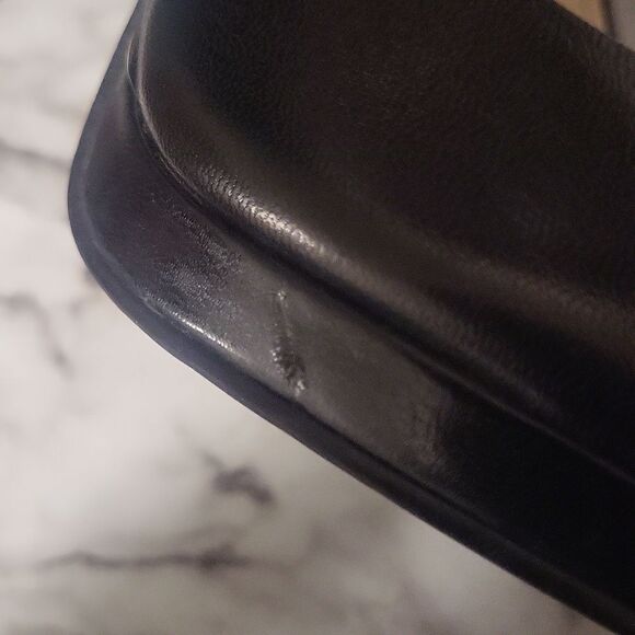 Nine West Rocha black leather almond toe slip on platform heels 8M - Picture 9 of 17